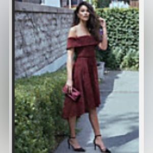 Le chateau Lace off the shoulder high low dress